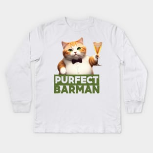 Just a Purrfect Barman Cat Kids Long Sleeve T-Shirt